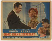 4a652 MORE THAN A SECRETARY LC 1936 close up of Jean Arthur & George Brent smiling at each other!