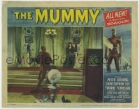 4a663 MUMMY LC #3 1959 Christopher Lee as the monster carrying George Pastell to Yvonne Furneaux!