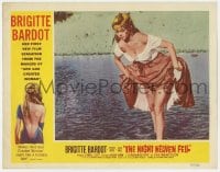 4a688 NIGHT HEAVEN FELL LC 1958 full-length sexy Brigitte Bardot lifting her dress in river!