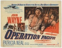4a106 OPERATION PACIFIC TC 1951 close up of Navy officer John Wayne & Patricia Neal in WWII!