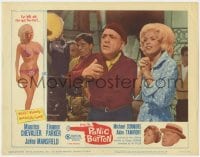 4a711 PANIC BUTTON LC #5 1964 sexy close up of Jayne Mansfield & director Akim Tamiroff by camera!
