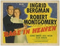 4a133 RAGE IN HEAVEN TC R1946 great romantic image of Ingrid Bergman & Robert Montgomery!