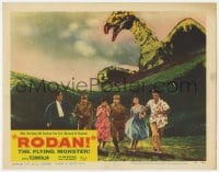 4a780 RODAN LC #5 1957 cool image of six Japanese people running away from The Flying Monster!