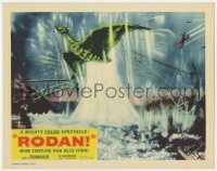 4a782 RODAN LC #8 1957 Sora no Daikaiju Radon, great image of the monster flying through bridge!