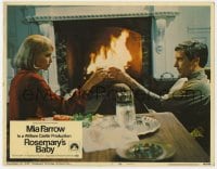 4a787 ROSEMARY'S BABY LC #3 1968 Mia Farrow & John Cassavetes toasting by fire, Roman Polanski!