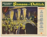 4a793 SAMSON & DELILAH LC #8 1949 strongest man Victor Mature trying to push over stone columns!