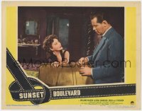 4a867 SUNSET BOULEVARD LC #3 1950 Gloria Swanson tries to stop William Holden from leaving!