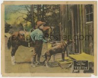 4a885 TEETH LC 1924 great image of Tony the Horse & Duke the giant dog with Tom Mix outside cabin!