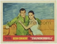 4a905 THUNDERBALL LC #4 1965 Sean Connery as James Bond & sexy Claudine Auger in life raft!