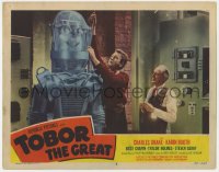 4a921 TOBOR THE GREAT LC #8 1954 Charles Drake creating the funky robot with human emotions in lab!