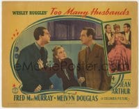 4a923 TOO MANY HUSBANDS LC 1940 Jean Arthur stops Fred MacMurray from attacking Melvyn Douglas!