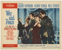 4a956 WAR & PEACE LC #2 1956 Vittorio Gassman standing behind Audrey Hepburn, Leo Tolstoy epic!