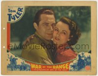 4a957 WAR OF THE RANGE LC 1933 best romantic close up of Tom Tyler embracing Caryl Lincoln!
