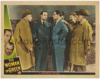 4a982 WOMAN IN GREEN LC 1945 Basil Rathbone as Holmes & Nigel Bruce w/ Hillary Brooke & Henry Daniell