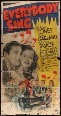4b017 EVERYBODY SING 3sh 1938 pre-Wizard of Oz Judy Garland, Allan Jones, Fanny Brice, ultra rare!