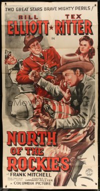 4b018 NORTH OF THE ROCKIES 3sh 1942 art of Royal Canadian Mountie Bill Elliott & cowboy Tex Ritter!