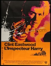 4b819 DIRTY HARRY French 1p 1972 great c/u of Clint Eastwood pointing gun, Don Siegel crime classic