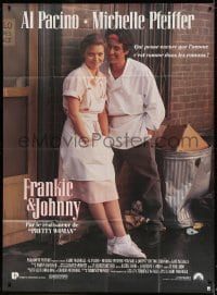 4b845 FRANKIE & JOHNNY French 1p 1991 great close up of Al Pacino & Michelle Pfeiffer!
