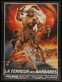4b853 GOLIATH & THE BARBARIANS French 1p R1982 different Melki art of Reeves & sexy Chelo Alonso!