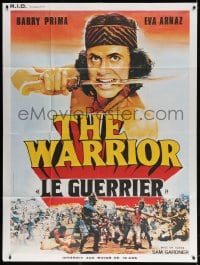 4b989 WARRIOR French 1p 1983 great art of Barry Prime with knife in mouth over epic battle!