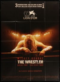 4b996 WRESTLER French 1p 2009 Darren Aronofsky, cool image of Mickey Rourke on the ropes!