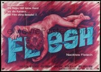 4b154 FLESH German 33x47 1967 Kan Mukai's Niku, wild art of naked woman laying on the title!