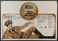 4b158 GREAT DICTATOR German 33x47 R1973 best art of Charlie Chaplin & Earth by Friedel Schmidt!