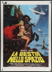 4b234 BEAST IN SPACE Italian 1p 1980 Mario Piovano art of near-naked woman on centaur alien, rare!