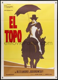 4b241 EL TOPO Italian 1p 1974 Enrico De Seta art of Alejandro Jodorowsky and his son on a horse.