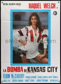 4b254 KANSAS CITY BOMBER Italian 1p 1973 super sexy Raquel Welch wearing jersey & not much else!