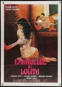 4b273 SHE'S SEVENTEEN & ANXIOUS Italian 1p 1978 art of sexy naked Nieves Navarro as Emanuelle!