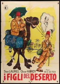 4b276 SONS OF THE DESERT Italian 1p R1958 different Seba art of Stan Laurel & Oliver Hardy, rare!