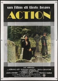 4b287 ACTION Italian 2p 1980 great image of Luc Merenda & sexy Adriana Asti in graveyard!