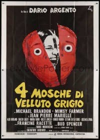 4b313 FOUR FLIES ON GREY VELVET Italian 2p 1971 Dario Argento, wild art by Ercole Brini!