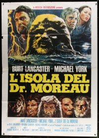 4b324 ISLAND OF DR. MOREAU Italian 2p 1977 Michael York, mad scientist Burt Lancaster, Sciotti art!