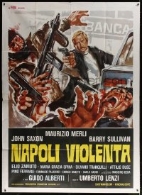 4b363 VIOLENT NAPLES Italian 2p 1976 Umberto Lenzi's Napoli violenta, cool crime artwork!