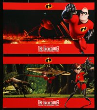 4b023 INCREDIBLES 8 10x17 LCs 2004 Disney/Pixar animated superhero family, cool widescreen images!