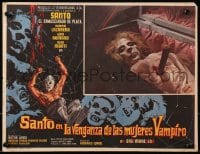 4b201 SANTO EN LA VENGANZA DE LAS MUJERES VAMPIRO Mexican LC 1970 vampired staked in the heart!