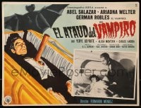 4b214 VAMPIRE'S COFFIN Mexican LC 1957 blood-thirsty Mexican vampire attacking child, cool art!