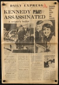 4b102 JOHN F. KENNEDY 16x24 English newspaper 1963 front page headline about his assassination!