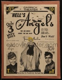 4b068 HELL'S ANGELS 11x14 local theater poster R1970s Howard Hughes, sexy Jean Harlow, different!!