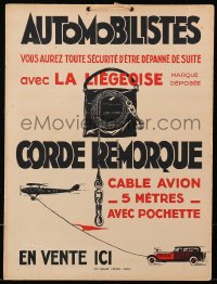 4b706 LA LIEGEOISE 12x16 French advertising poster 1920s tow ropes for automobiles, cool art!