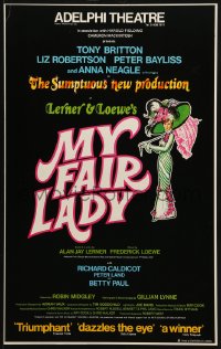 4b105 MY FAIR LADY 13x20 English stage poster 1979 Anna Neagle, George Bernard Shaw's story!