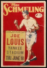 4b069 SCHMELING-LOUIS 11x16 special poster R1960s Max Schmeling declared the boxing champion!