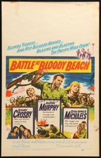 4b394 BATTLE AT BLOODY BEACH WC 1961 Audie Murphy blazing and blasting the Pacific wide open!
