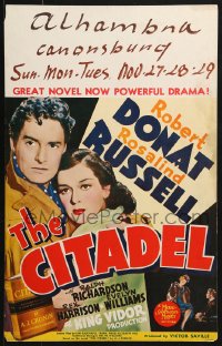 4b425 CITADEL WC 1938 doctor Robert Donat & Rosalind Russell, King Vidor Best Picture nominee!