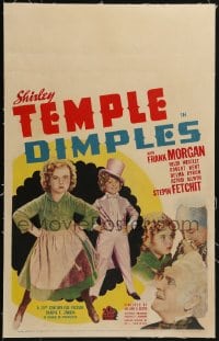 4b441 DIMPLES linen WC 1936 three images of cute Shirley Temple, one in top hat, Frank Morgan