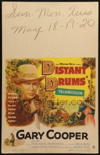 4b444 DISTANT DRUMS WC 1951 art of Gary Cooper in the Florida Everglades, Raoul Walsh!