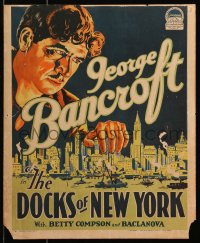 4b446 DOCKS OF NEW YORK WC 1928 Josef von Sternberg, art of George Bancroft looming over the City!