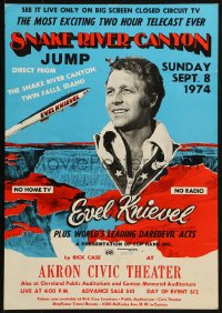 4b454 EVEL KNIEVEL WC 1974 world's greatest daredevil performing his Snake River Canyon jump!